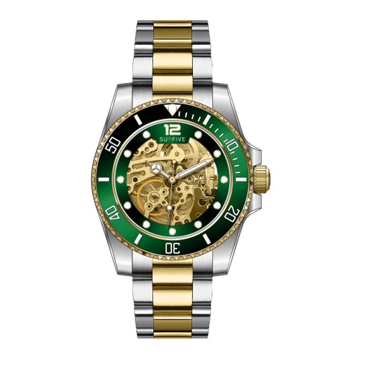 Luxury Custom Automatic Movement Black Low Moq Sapphire Glass Dive Date Frame Stainless Steel Design Stylish Watches For Men