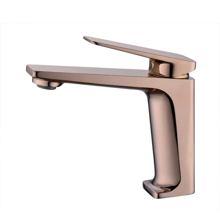 Rose Gold Brass Wash Basin Mixer Faucet Tap