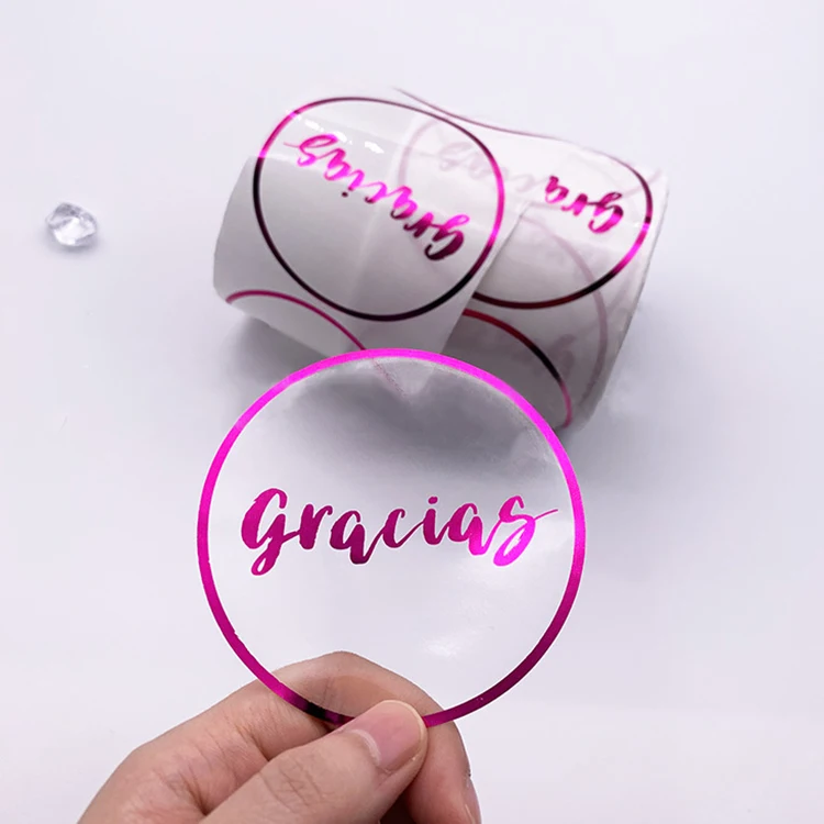 Custom adhesive waterproof vinyl circle round stickers rolls clear transparent logo label sticker