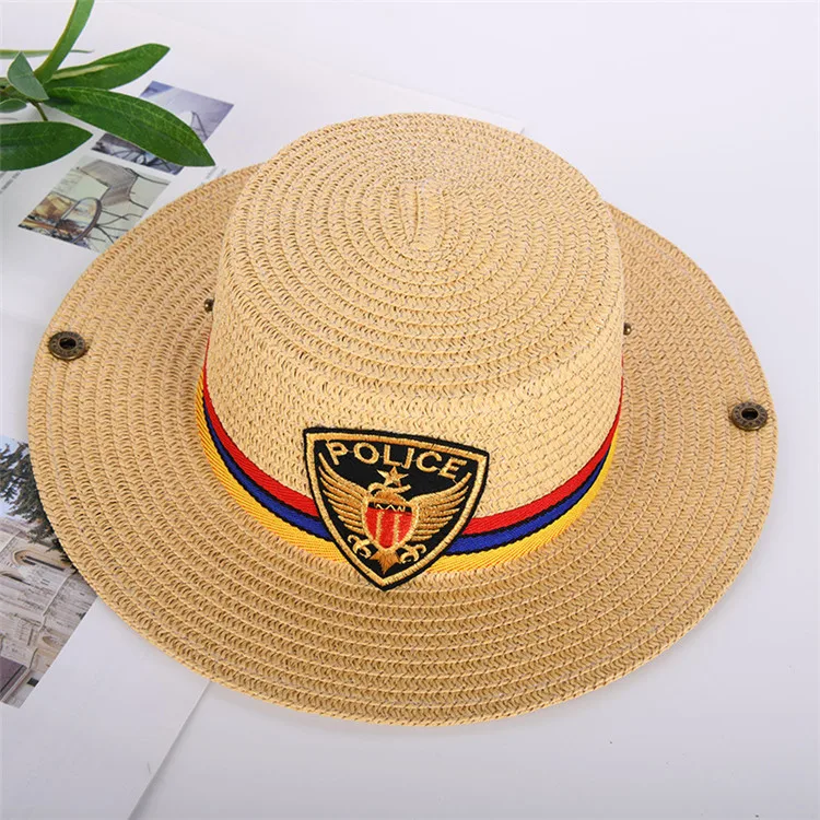 HEFT BOOOGE Summer Sunshade UV Protection Children Flat Top Cowboy Beach Kids Straw hats