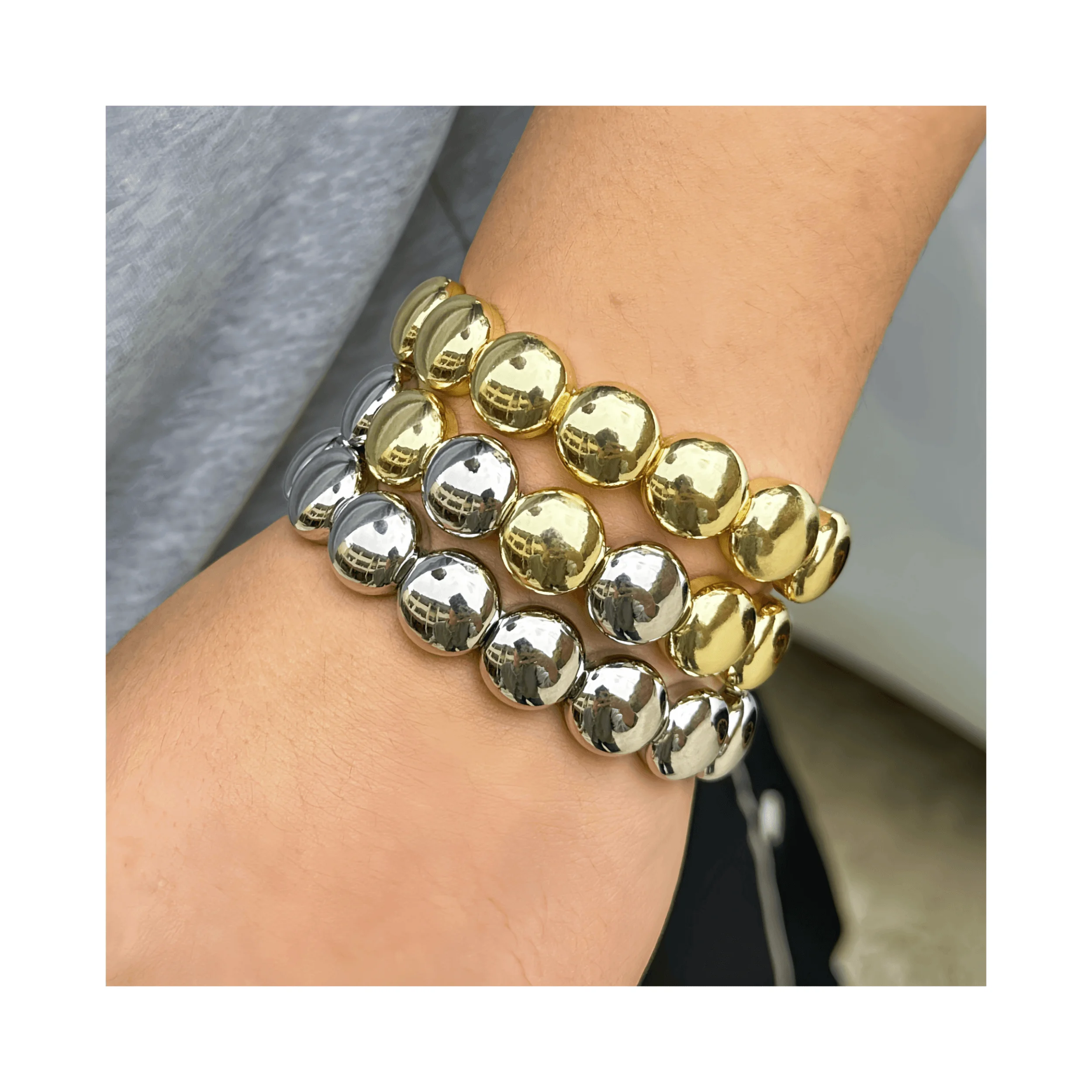 2024 ins popular stretch Semicircle charm bracelet handmade copper with 18k gold 925 silver plated adjustable Couples bracelet