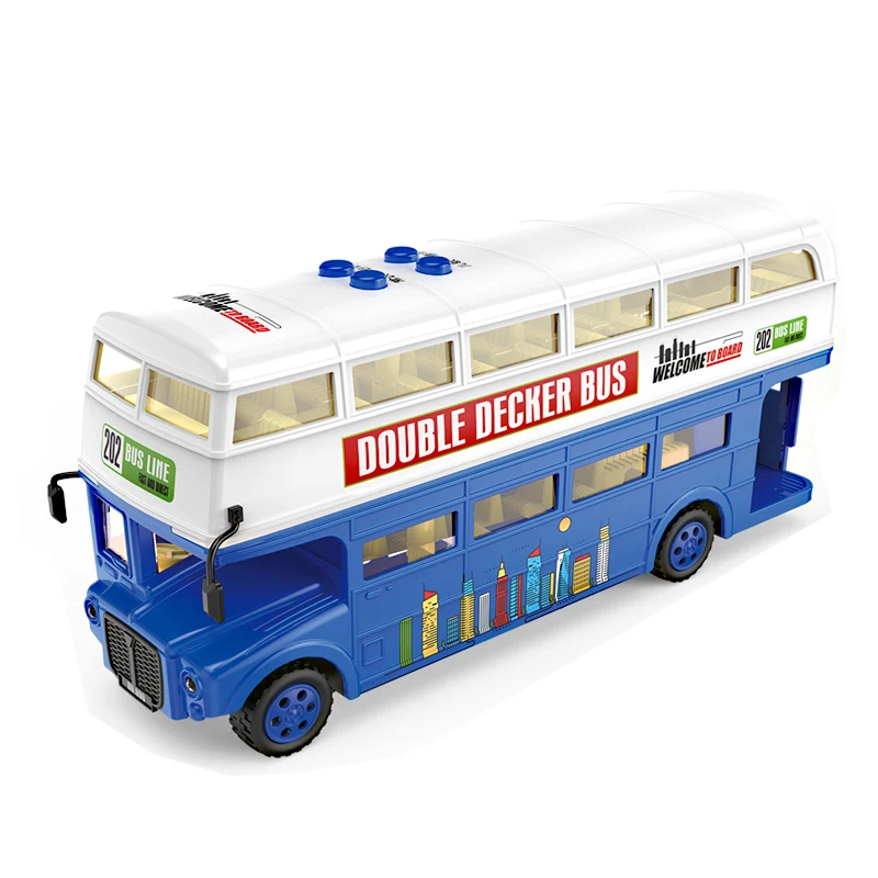 1/16 scale plastic toy double decker model diecast toy vehicles bus