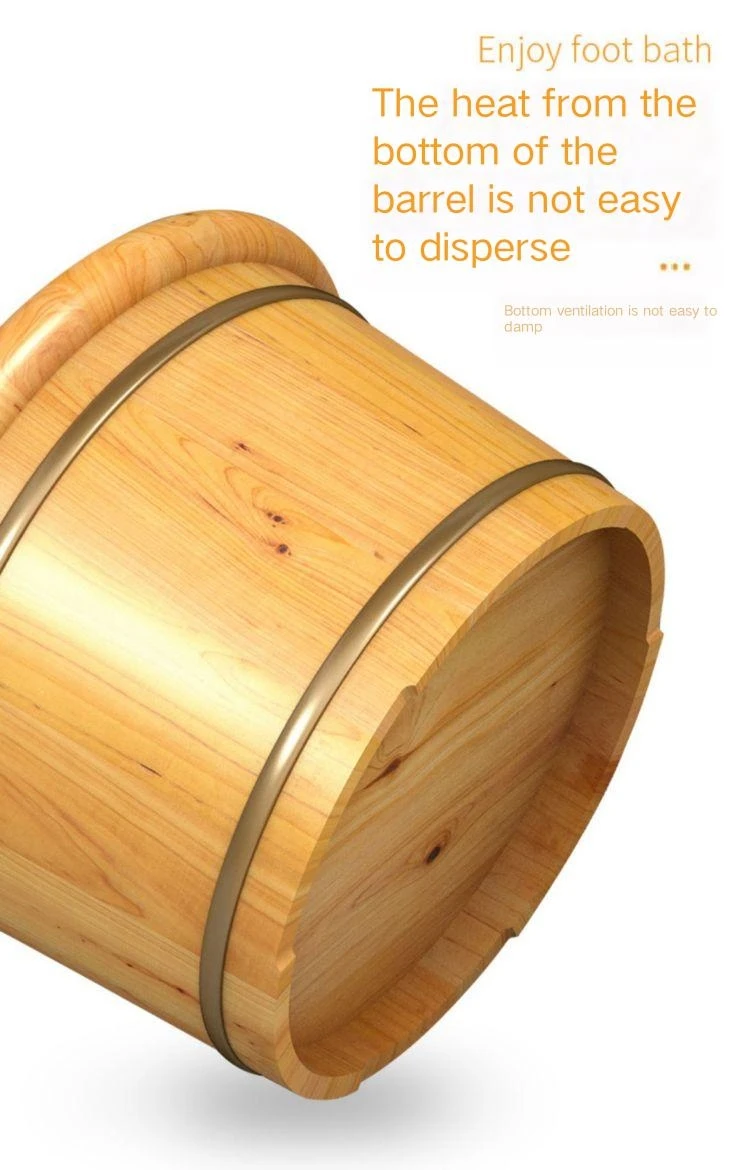 Heat-insulating health massage footbath bucket household bathtub solid wood footbath