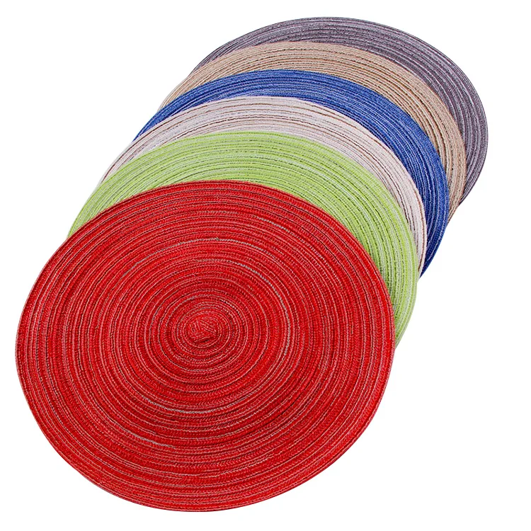 Modern Nordic Washable Hand Woven Ramie Cotton Round Heat Resistant Non-slip Placemats For Dining Table