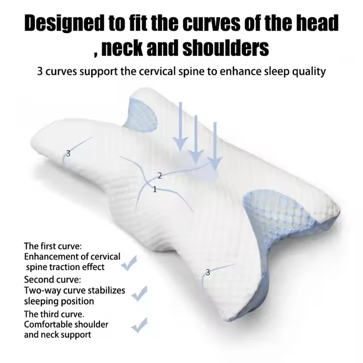 JYM  Slow rebound memory foam pillow to relieve neck pain, cervical spine pillow, healthy sleep butterfly pillow