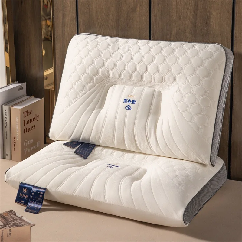 1200g high pillow Ergonomic partition design Natural latex soy fiber soft comfort cushion white hotel bed pillow