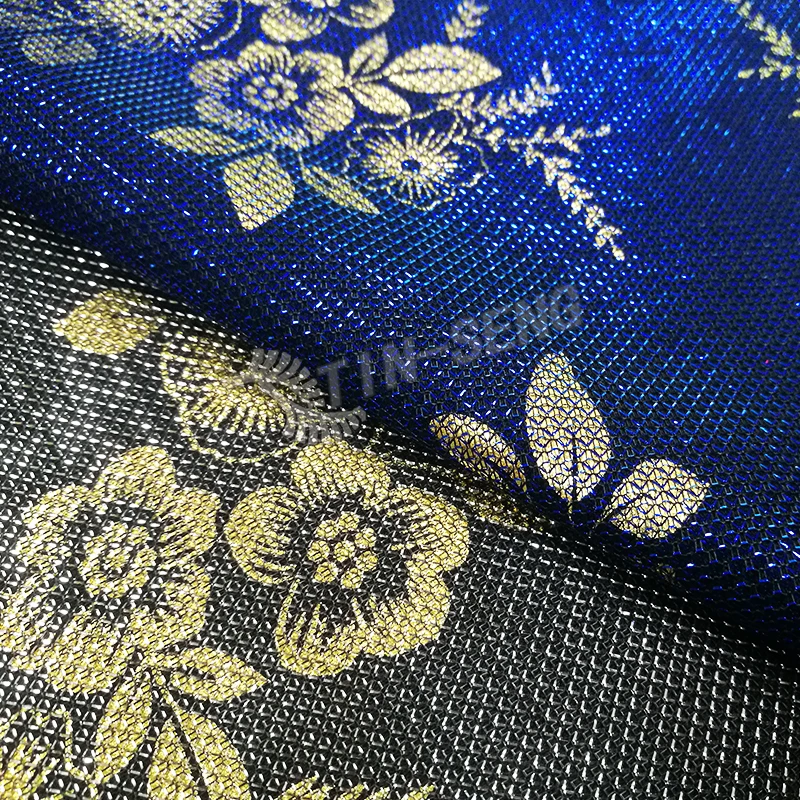 Royal Blue Foiled Metallic Bonding Fabric for Robes Tunic