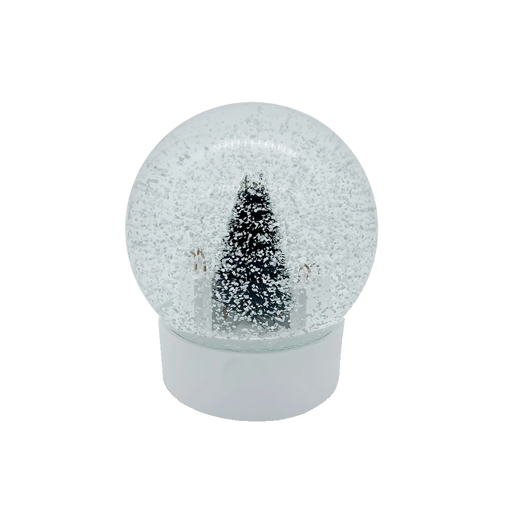 
100MM Pineneedle Christmas Tree Interior Icon Snow Globe With White Snowflake inside For Home Decoration Souvenir Gift 