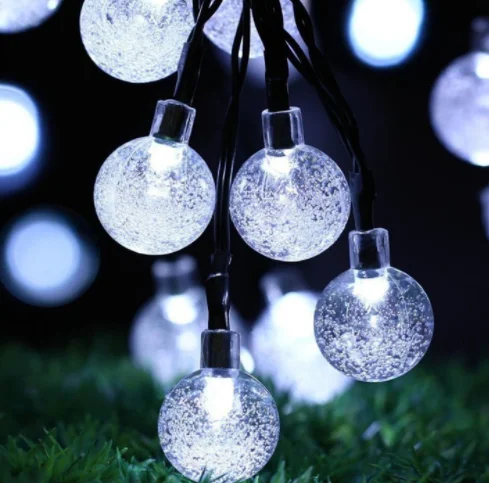 Holiday Outdoor 6M 30 LED Solar Bubble Ball Decorations String Lights For Christmas Wedding Party Street Garden Lighting