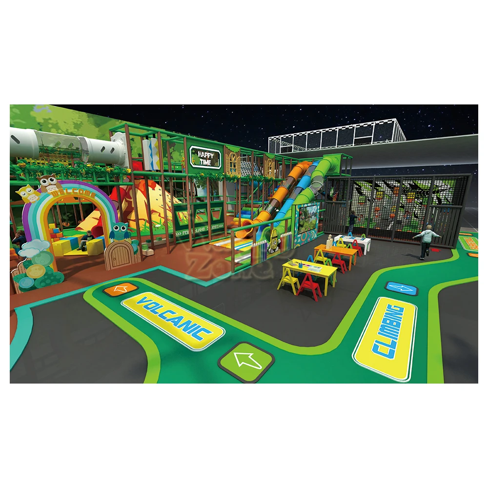 Customized commercial large Jungle theme Kids Amusement park indoor playground jungle gym with play structure, adventure games