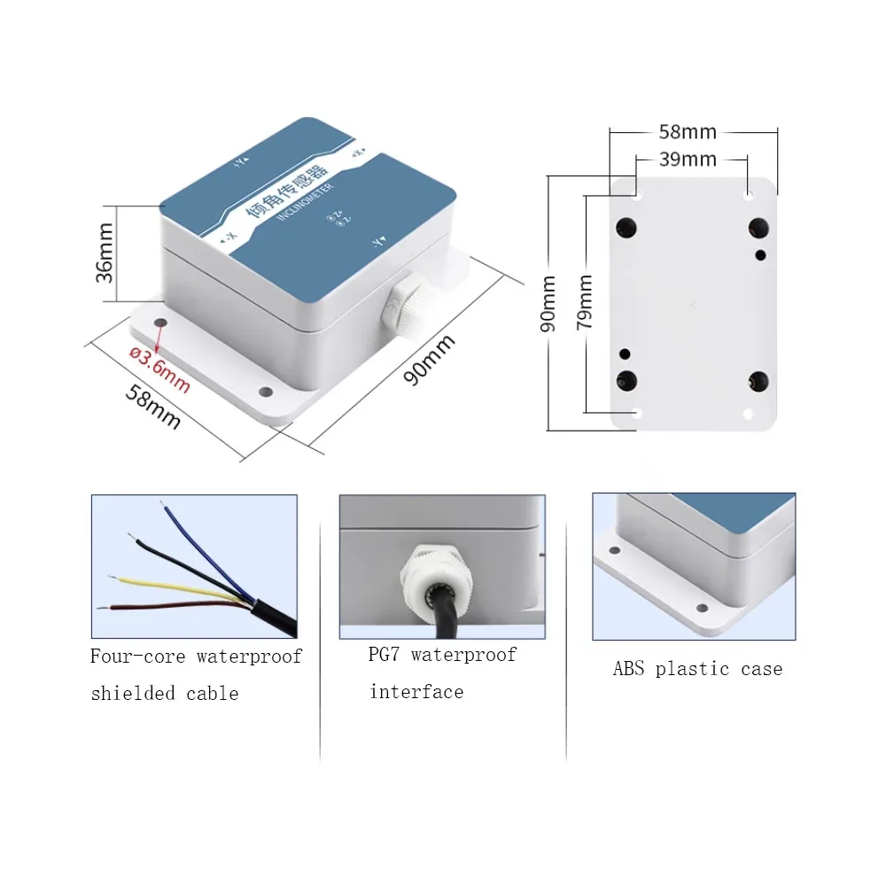 Taidacent 4-20mA/0-5V/0-10V 0.01 Accuracy Dual Axis Tilt Sensor Analog Inclinometer Sensor