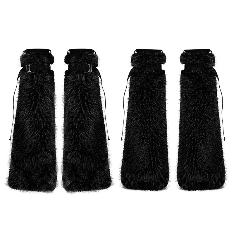 PUNK RAVE WS-505JTF Cool Girl Hairy Leg Warmer Faux Fur Leg Warmers High Quality Solid Color Winter Women Fur Leg Warmer