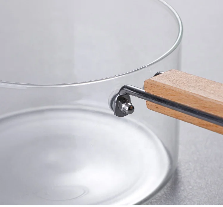 High borosilicate pyrex clear  cooking soup pot glass stock pot with handle