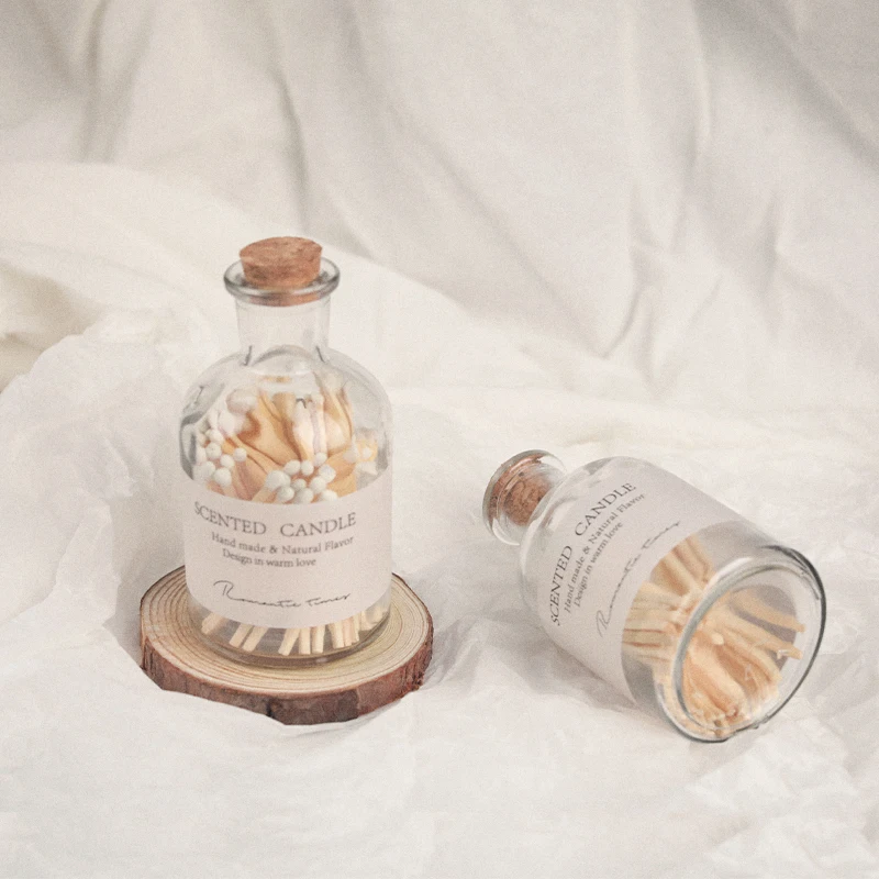 Colored head Glass jar long wooden stick match