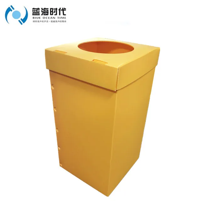 Open Top Folding Correx Dustin Recycle Bin Corrugated Plastic Trash Can Corflute Waste Bin For Office