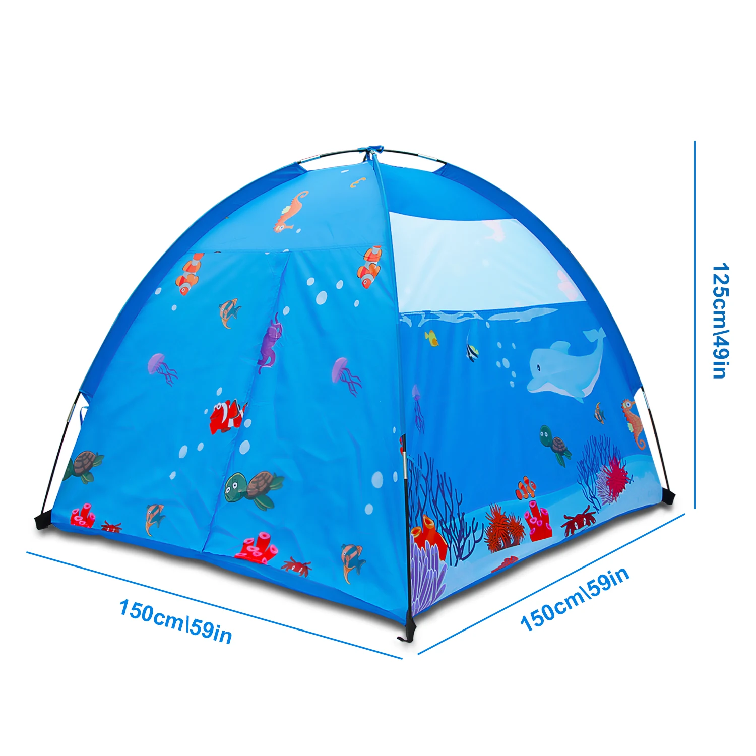 Play Tent For Kids 150x150CM Dome Style Playhouse For Children Indoor Outdoor Ocean Sea World Pattern Toy For Boys and Girls