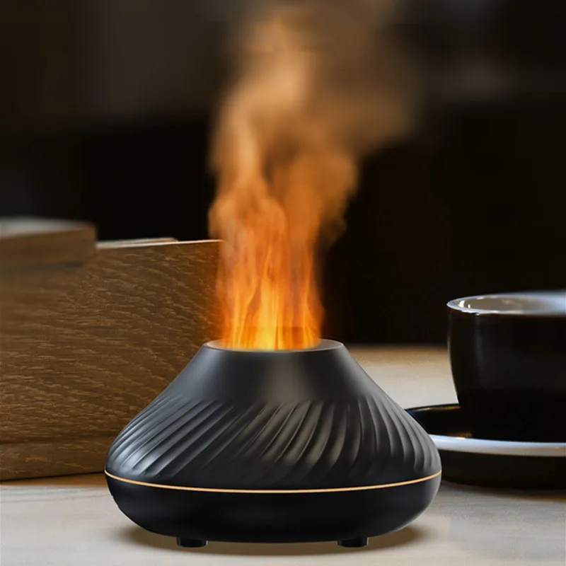 Aroma Fire Flame Diffuser for Essential Oils Small Portable Air Fireplace Volcano Mushroom Scent Humidifier for home office