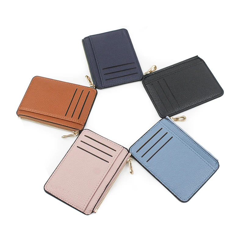 New Fashionable Custom Logo Pu Leather Wallets For Women Genuine ID Zipper Credit Card Holder Wallet