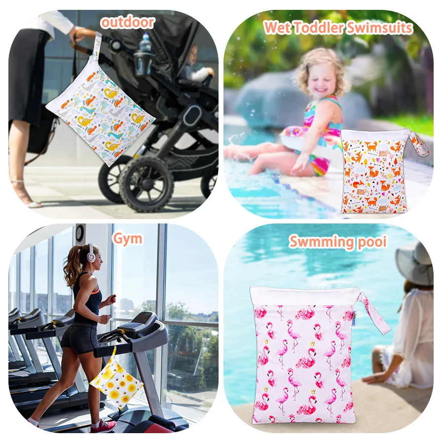 30*40 cm Low Price manufacture  Custom Print Waterproof Multi  Double Zip Patchwork Nappy Diaper Bag