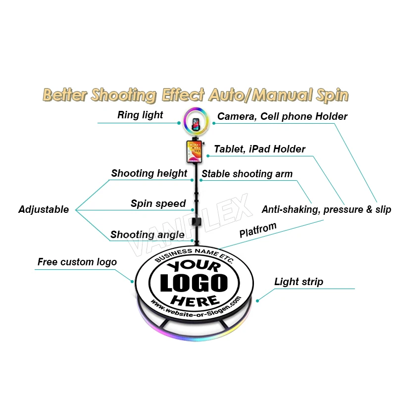 selfie booth 360 rotation rotating 360 video photo booth machine for birthday party in event