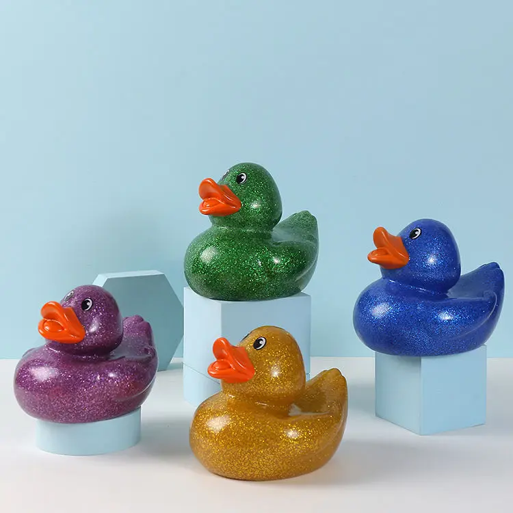 Wholesale Cute Eco-Friendly Design Vinyl Gold Sliver Glitter Rubber Duck 6 Inches Baby Animals Floating Rubber Duck Bath Toys