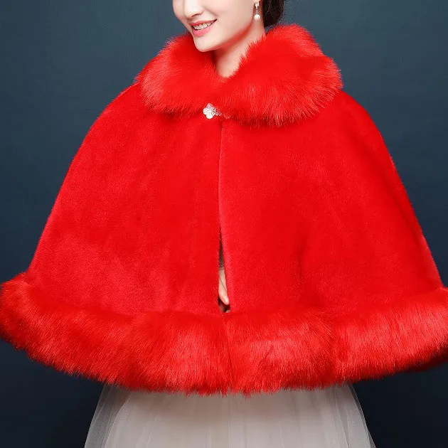 Зимняя модная красная накидка Jtfur, жилет, свадебное платье невесты, меховая шаль для дам