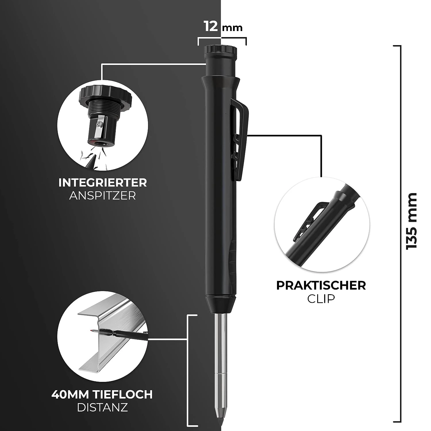 7 Leads Drill Hole Marker Pen Craftsman Pencil Set for Construction Site Angle Speed Marker Marking