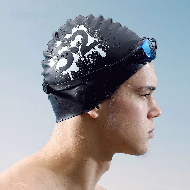 Long hair swimming cap Solid color plus adult printed waterproof silicone swimming cap