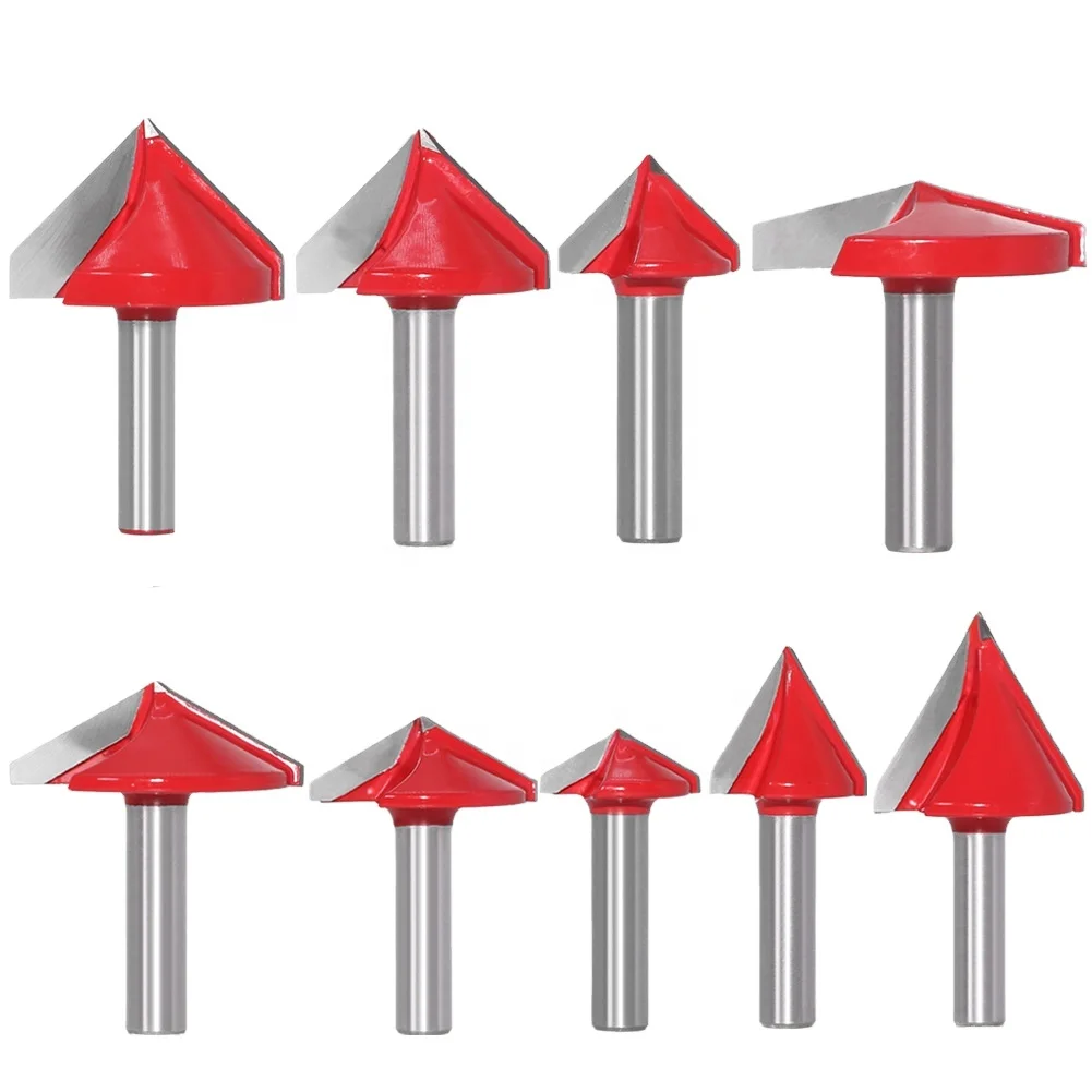 Hot sale 8mm handle 60 90 120 150 degrees Woodworking router bits  V-shaped for wood trimmer engraving tools
