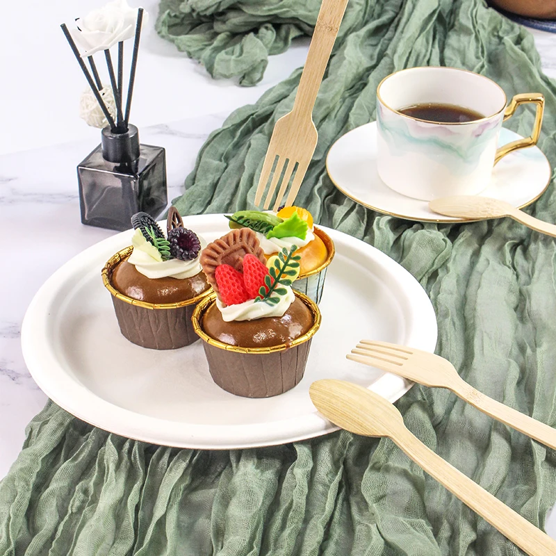 Picnic use 100 pcs pack eco friendly 100% disposable bamboo cutlery with custom box