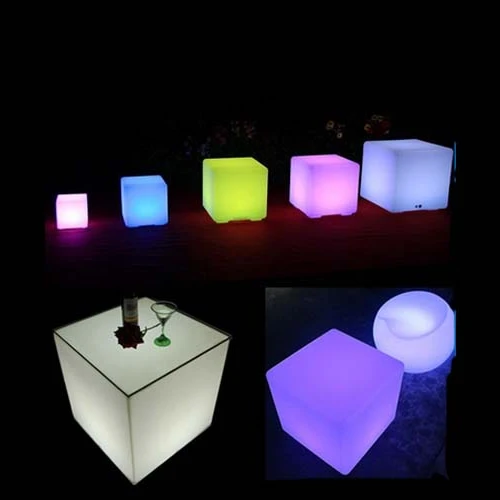 wholesale PE roll molded square stool outdoor remote control colorful charging cube