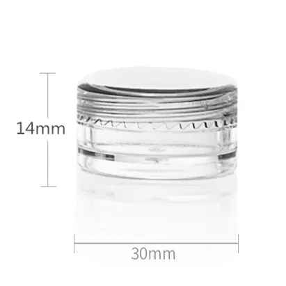 3g 3ml 5g 5ml mini small clear  round  square plastic ps sample jar 10pc/pack for nail art Glitter Dust Powder   cosmetic