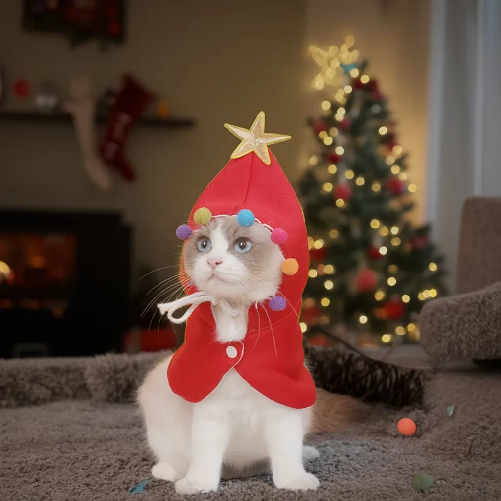 Cozy Cotton Pet Costume Cartoon Style Winter Coat for Halloween and Christmas Perfect Warm Clothing for Cats and Dogs