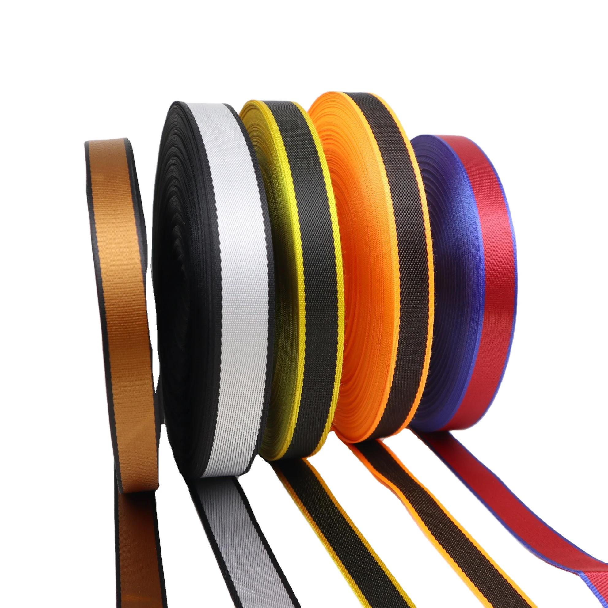 Hot selling 1-inch wide mixed tricolor polyester webbing nylon webbing suitable for luggage shoulder straps
