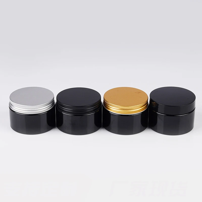 50ml 80ml 100ml 200ml 250ml cosmetics packaging containers face cream jars 4 oz cream black jars with aluminum cap