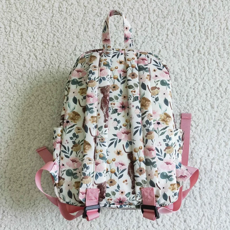 Toddler Spring Arrival Kids Girl Alpine Cow Flower Backpack Bag Boutique Wholesale Baby Girls Children Clothing