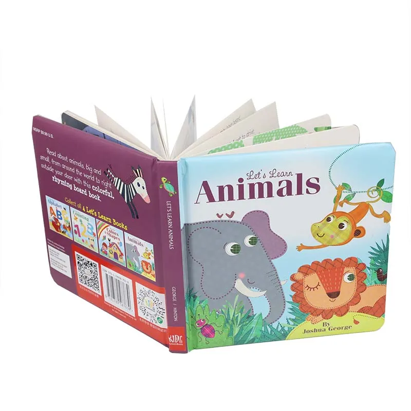Custom children cardboard book printing Full Color Hardcover CardBoard kids art paper Children Books Printing For Student