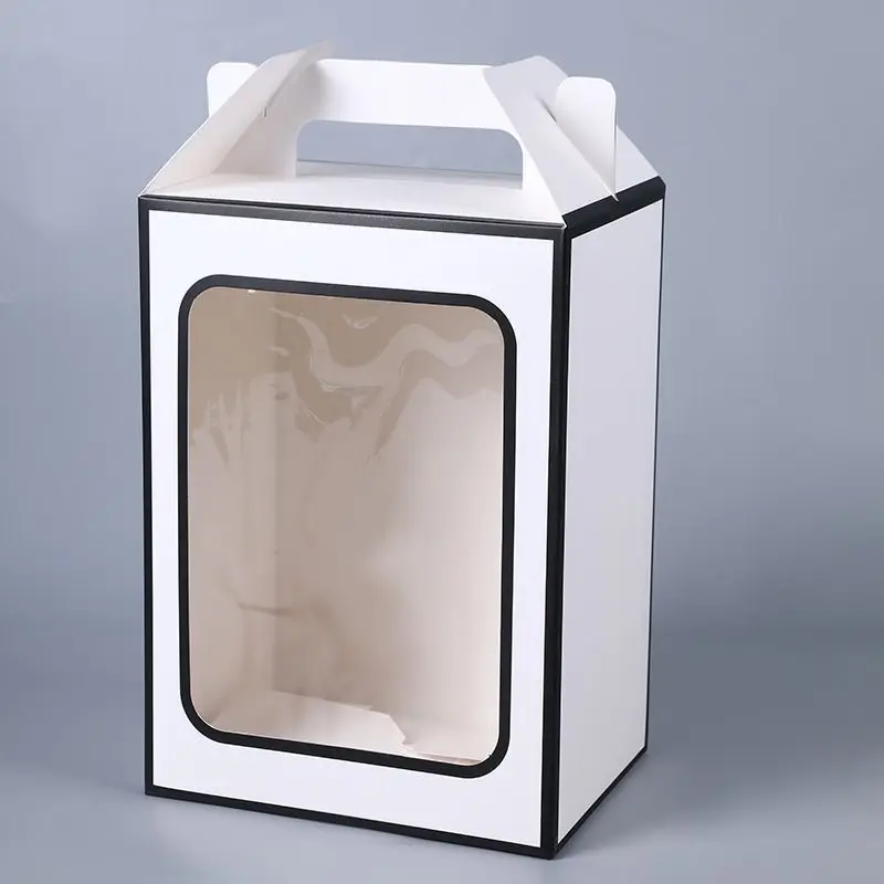 Multi Color Paper Gift Package Display Box With Clear Pvc Window Wedding Candy Boxes Kraft Paper Gift Packaging Box With Handles