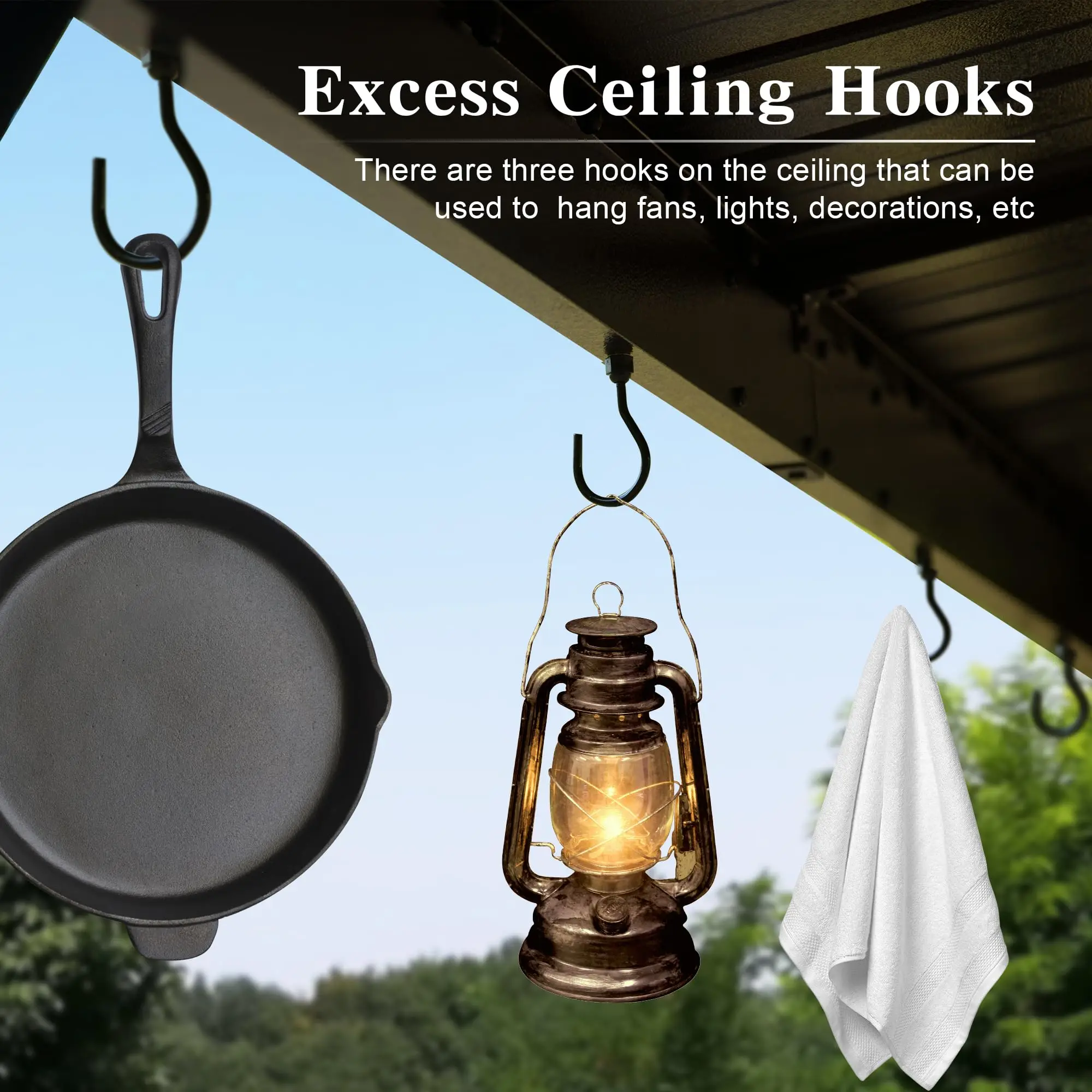 2 Side Shelves and Sloping Galvanized Steel Roof  Metal  Grill Canopy with Ceiling Hooks  Outdoor BBQ Hardtop Grill Gazebo