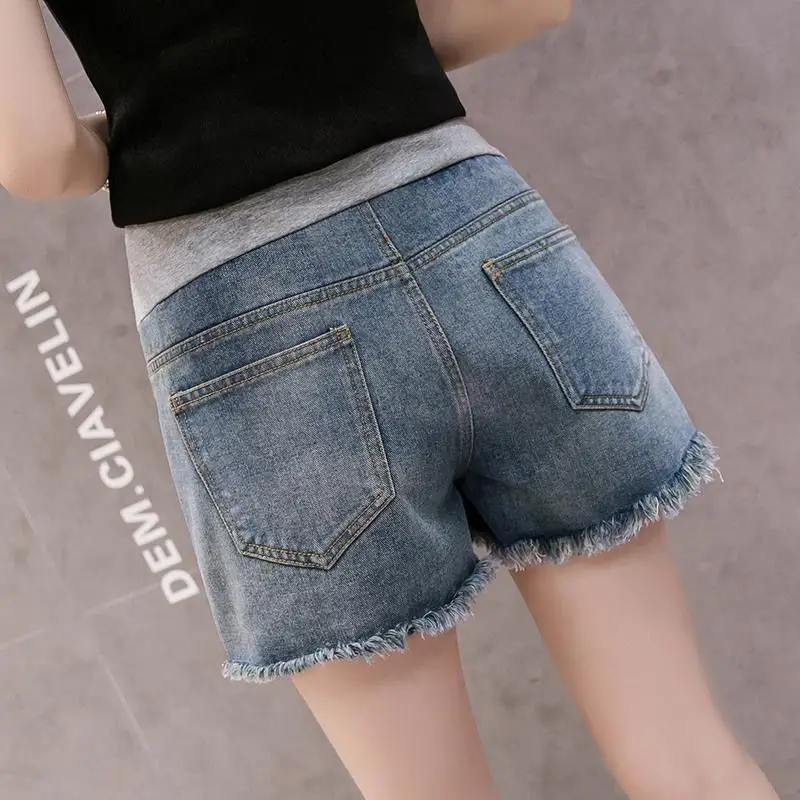 Fashion Summer Maternity Jeans Ladies Low-Rise Ripped Loose Stomach-Lift Jeans