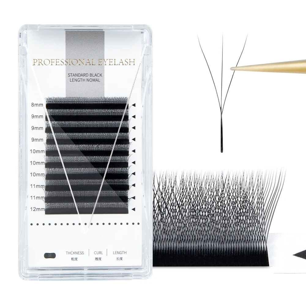 Manufacture Private Label PBT Material Lashes Volume Fan 3D Premade Fan Lashes W Shape Eyelashes Extensions