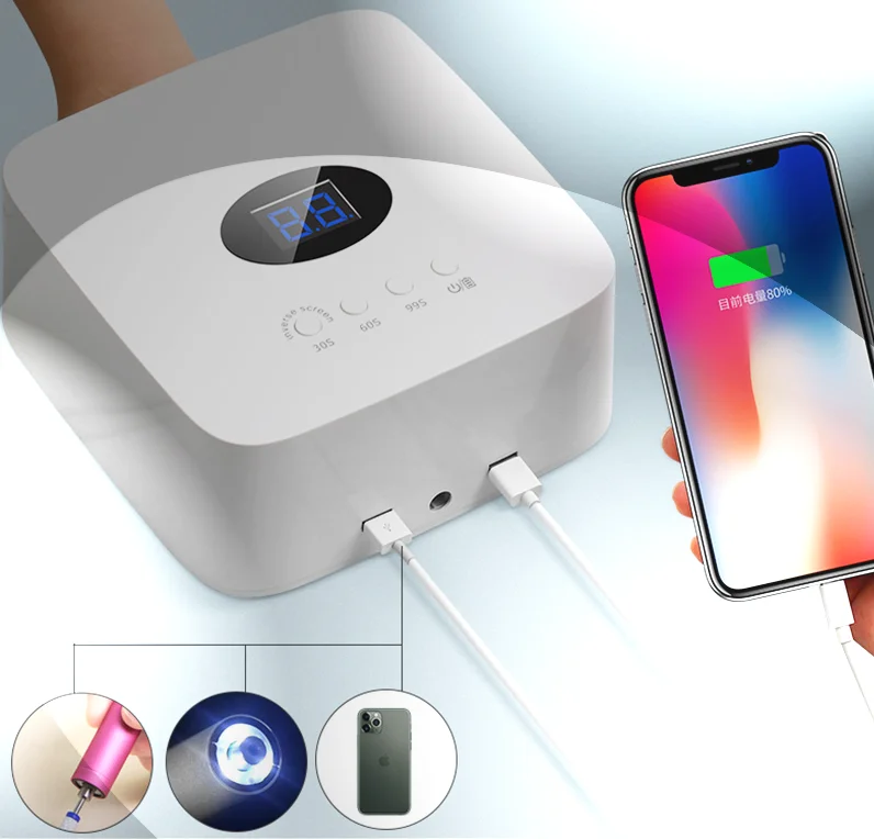 professional nail gel curing dryer 54W 3 timer setting automatic sensor cordless uv led nail lamp built-in 9600mah battery