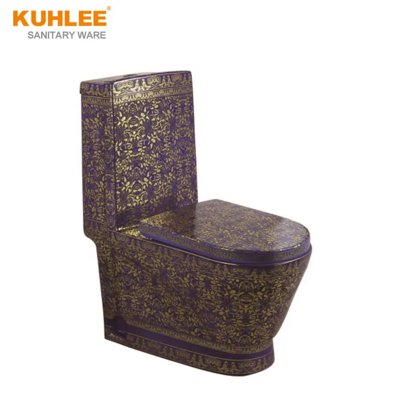 Luxury Bathroom Toilets Ceramic Washdown One Piece WC Colored Gold BLACK Toilet Bowl Water Closet