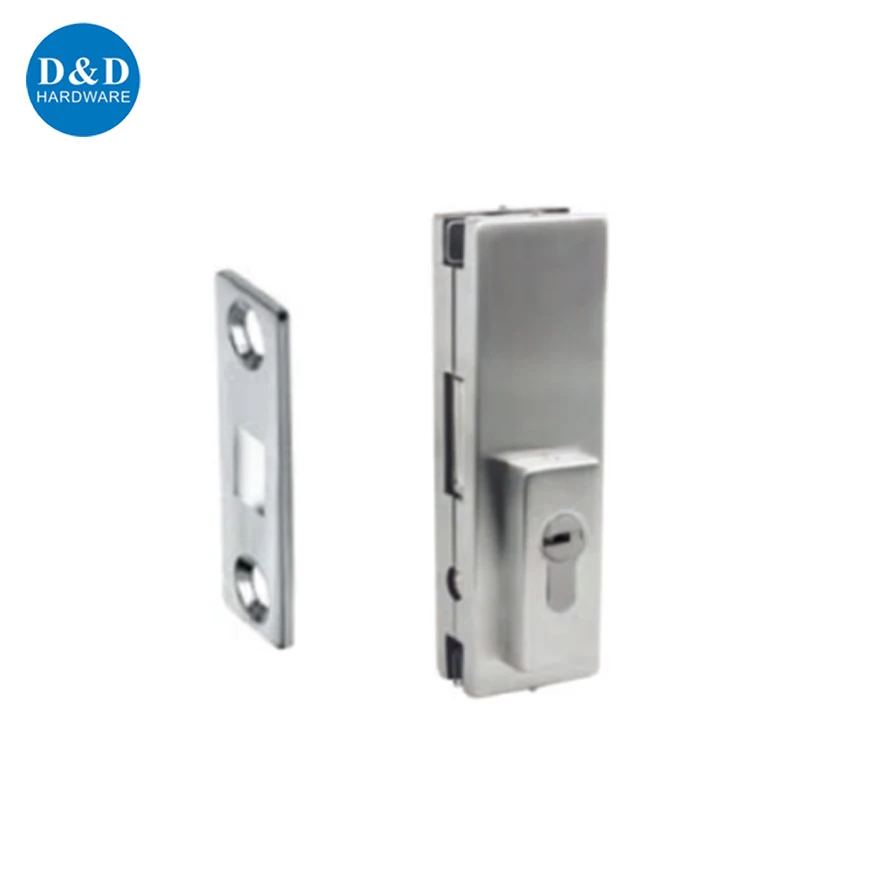 D&D HARDWARE Stainless Steel Glass Door Corner Patch Fitting Center Patch Lock for Hotel