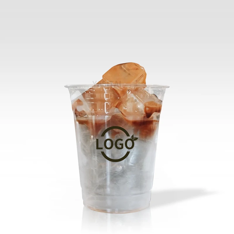 Custom Printing Logo Cold Drink Boba Tea Disposable Clear PET Cup Takeaway 12oz 16oz 20oz 24oz  Plastic Cups With Lids