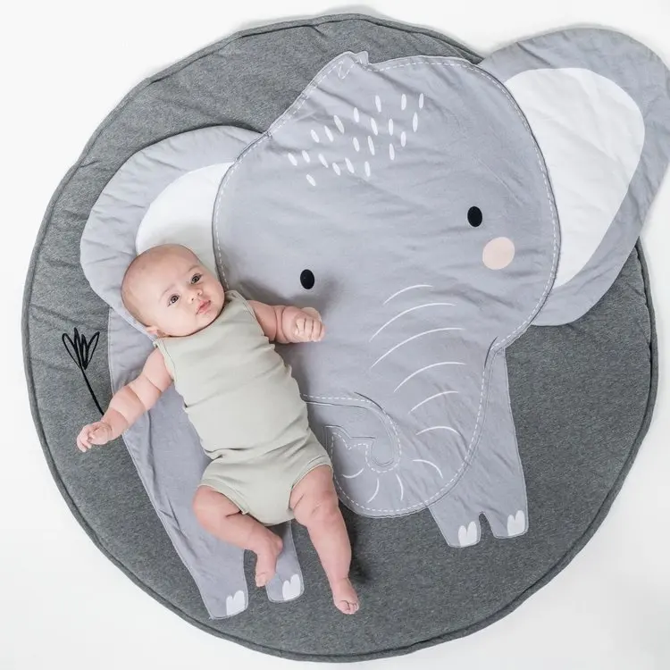 Animal Design Soft Cotton Large Baby Kids Crawling Mat Eco Friendly Non Toxic Cartoon Folding Baby Play Mat