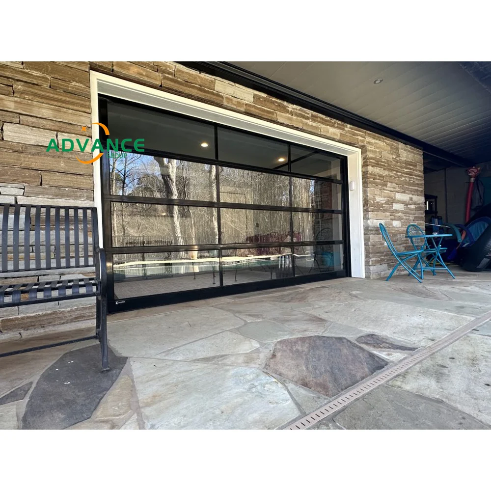 16x8 10x10 Automatic Sectional Customized Aluminum Frameless Full View Commercial Double Insulated Glass Garage Doors For House