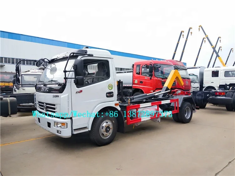 Dongfeng 4*2 Hook Lift Garbage Trucks 8m3 Bin Lifter Garbage Truck 8Tons Hydraulic Arm Garbage Truck