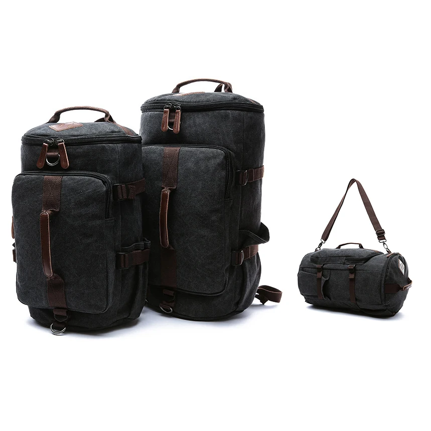 Multi-function canvas rucksack daypack bag travel hiking vintage duffel hiking backpack for men women