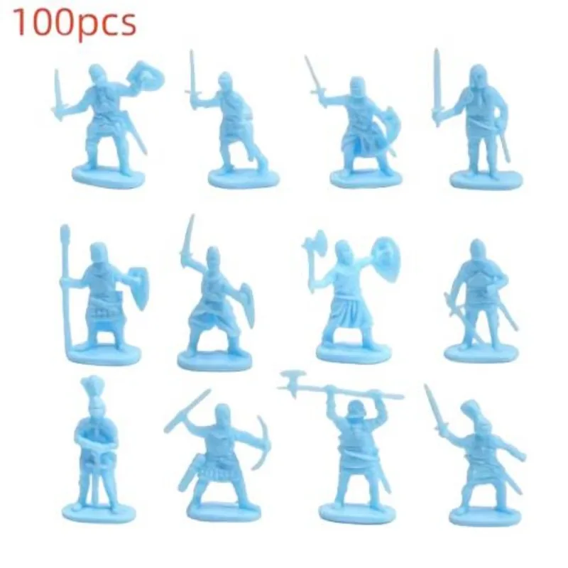 Wholesale 100pcs  Miniature Medieval Soldiers Warrior  Statues  Battle Game  Shields Toys